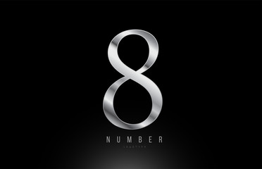 Silver grey metallic number 9 logo design