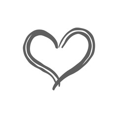 Heart doodle, handmade love icon.