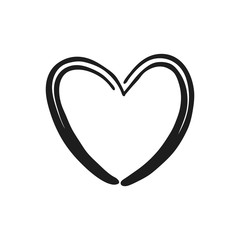 Heart doodle, handmade love icon.