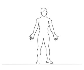 Man standing in anatomy position Continuous line