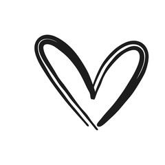 Hand drawn heart doodle. Love symbol.