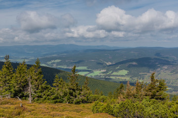 Obraz premium Panorama view from Serak hill with spring trees and forests