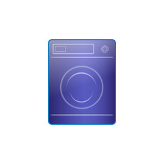 The washing machine icon is blue, you can use it as a designation of large household appliances in the online store or on advertising banners.