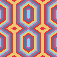 abstract hexagon backdrop style. steel blue, burly wood and crimson colors. seamless pattern for wallpaper, fashion garment design, wrapping paper or texture