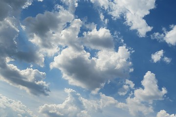 Heart shape cloud on blue sky background, natural cloudscape