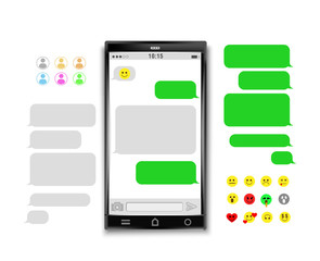 Vector mobile interface green color for messenge. Modern banner Elements for website emoticon icon