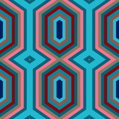 abstract hexagon backdrop style. moderate red, teal blue and dark turquoise colors. seamless pattern for wallpaper, fashion garment design, wrapping paper or texture