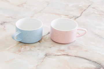 clean cups on marble table