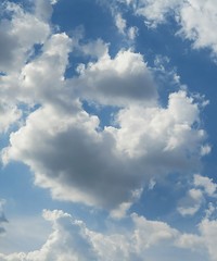 Beautiful heart shape cloud on blue sky background, natural cloudscape