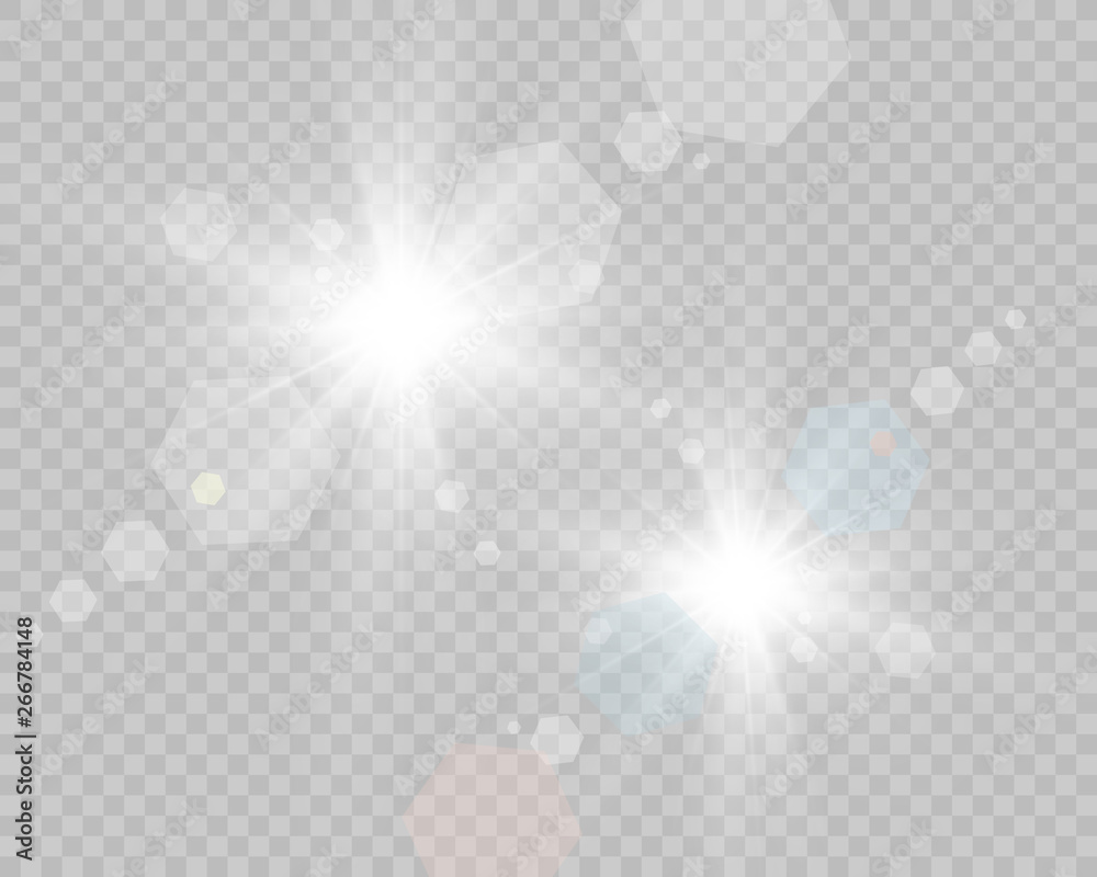 Poster special lens flash, light effect. the flash flashes rays and searchlight. illust.white glowing light
