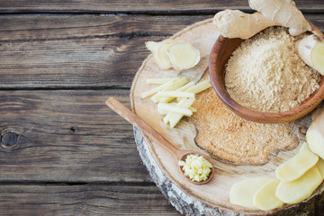 ginger on old wooden background