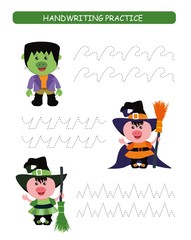 Handwriting practice worksheet. Educational children game. Writing training. 