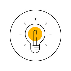 Light bulb icon, lamp pictogram. Symbol of idea and creativity.