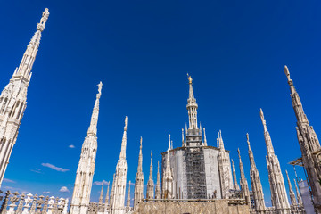Rooftop terraces of Milan Duomo in Italy