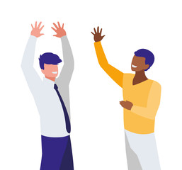 couple of interracial businessmen avatars characters