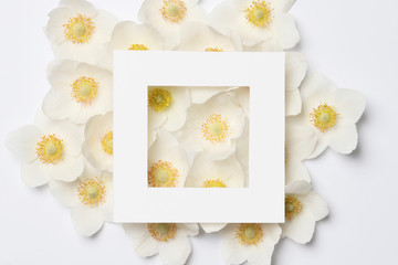Creative layout made of colorful spring flowers. Minimal holiday concept. Flat lay pattern.