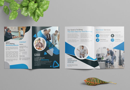 Bifold Business Brochure with Blue Accents