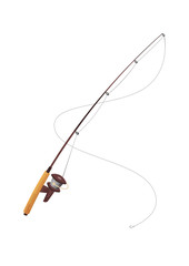 Spinning or fishing rod isolated on white background