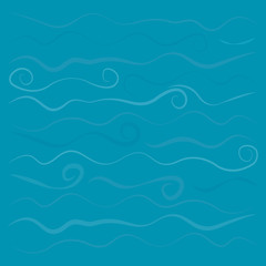 Obraz premium Submarine, curly shapes, water vector illustration