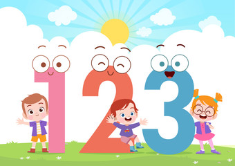 kids play number vector illustration