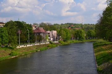 Fototapeta na wymiar Widok Cieszyna i Olzy/View of Cieszyn town and Olza river, Silesia, Poland