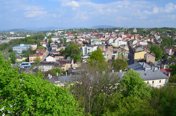 Fototapeta na wymiar Widok centrum Cieszyna z lotu ptaka/Aerial view od Cieszyn downtown, Silesia, Poland