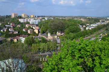 Fototapeta na wymiar Widok Cieszyna z lotu ptaka/Aerial view of Cieszyn, Silesia, Poland
