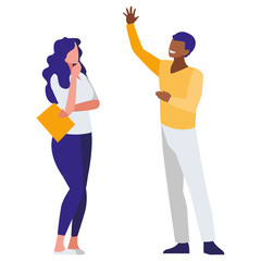 business couple interracial avatars characters