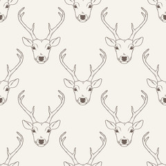 Seamless pattern with deer heads
