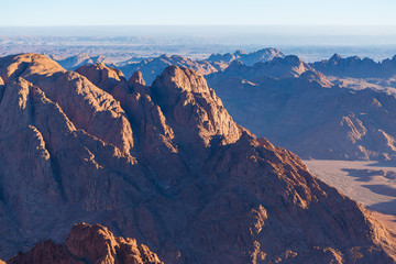 Fototapeta na wymiar Amazing Sunrise at Sinai Mountain, Beautiful dawn in Egypt, Beautiful view from the mountain 