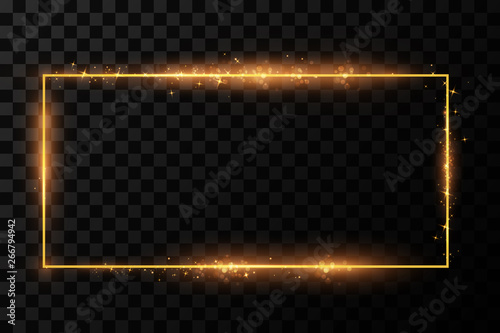 Golden Frame With Lights Effects Shining Rectangle Banner