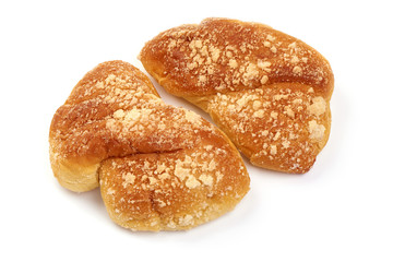 Bread rolls, sweet buns, close-up, isolated on white background