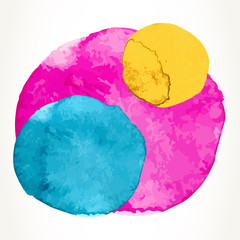 Watercolor paint circles isolated over white