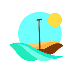 Type summer art gradient sea view sun numbers ampersand round design letters blue sand