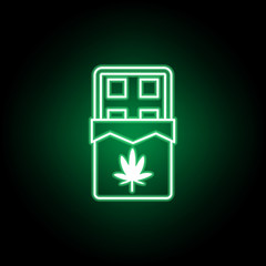 marijuana chocolate outline icon in neon style. Can be used for web, logo, mobile app, UI, UX