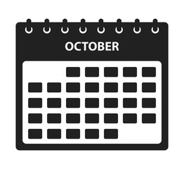 October Calendar Icon. Flat style vector EPS.