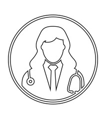 Female Doctor Profile line Icon. Editable vector EPS.