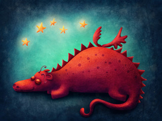Red dragon sleeping