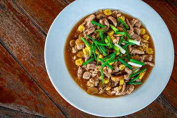 Stir fried pork with vegetable  in oyster sauce