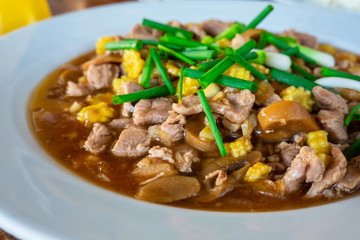 Stir fried pork with vegetable  in oyster sauce