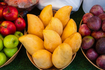 Fruits in open air outdoor market in the village