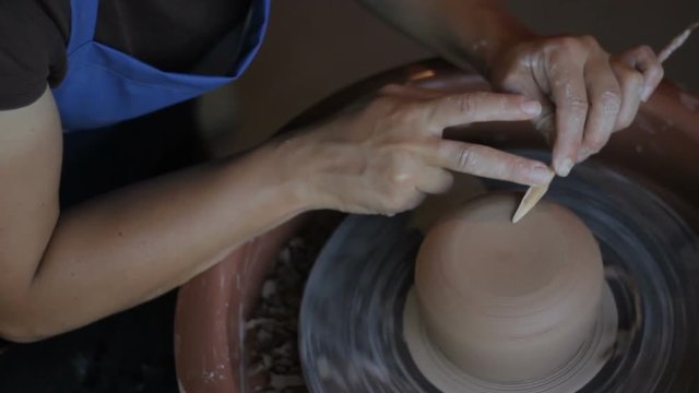 simple pottery in the workshop of ceramist artisan. eco friendly and safe ware