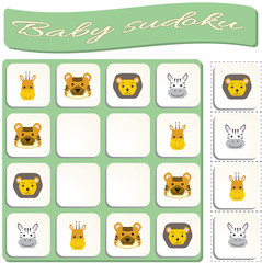 Sudoku for kids with colorful animals images