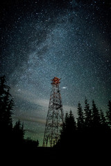 night sky and cell tower