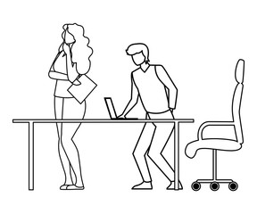 Obraz premium business couple with laptop in the office