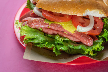 Mexican sausage sandwich 