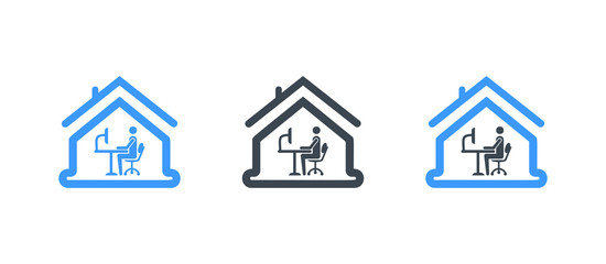 Workplace in the home - Glyph illustration