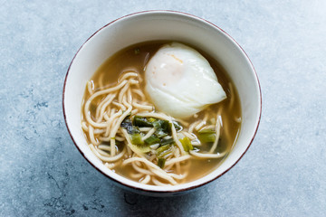 Homemade Japanese Ramen Noodle with Poached Eggs.