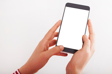 hand holding smart phone