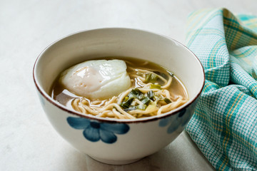 Homemade Japanese Ramen Noodle with Poached Eggs.